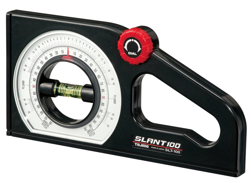 TAJIMA SLANT Angle Meter - Dual-Scale Rotary Pitch Finder with Thumb Dial & Easy-Read Vial - SLT-100 Non-Magnetic