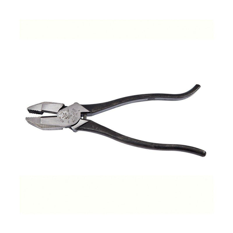 Klein Tools 213-9ST Rebar Work Pliers with Spring-Loaded Action, Induction Hardened Knives and Handle Tempering, Black, 9-Inch High Leverage/Plain Hadle