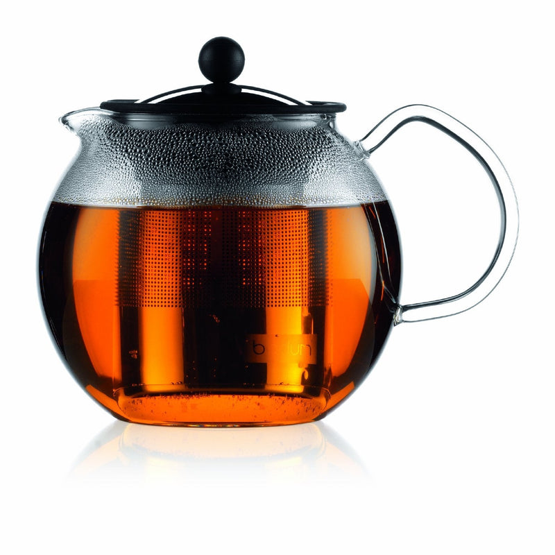 Bodum ASSAM Teapot, Glass Teapot with Stainless Steel Filter, 34 Ounce 34-Ounce Chrome