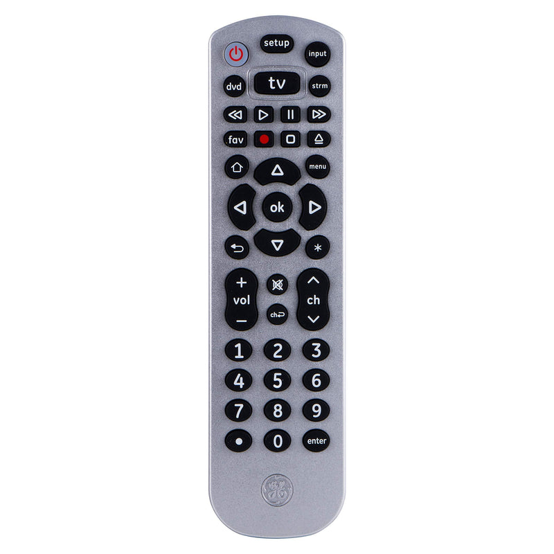 GE Universal Remote Control for Samsung, Vizio, Lg, Sony, Sharp, Roku, Apple TV, TLC, Panasonic, Smart TVs, Streaming Players, Blu-Ray, DVD, 3-Device, Silver, 34928 3-Device Silver