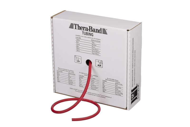 TheraBand Resistance Tubes, Professional Latex Elastic Tubing 25 Foot Red - Medium
