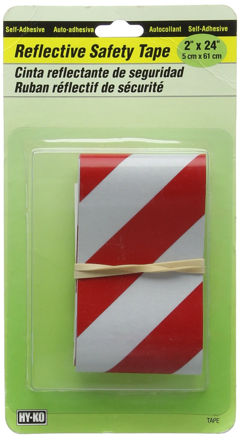 HY-KO Products Tape-2 Reflective Adhesive Strips, 3 in x 24", Red Stripe/White 3 in x 24"