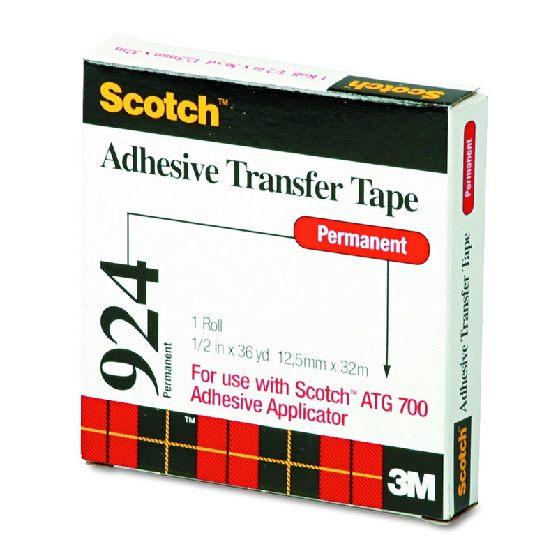 Scotch - 21200058653 ATG Adhesive Transfer Tape 924 Clear, 0.50 in x 36 yd 2.0 mil (Pack of 1)