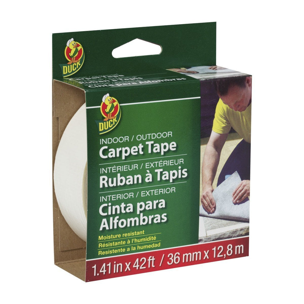 Duck 286373 Indoor/Outdoor Carpet Tape, 1.41-Inch x 42 Feet, White 1.41 Inch x 42 Feet