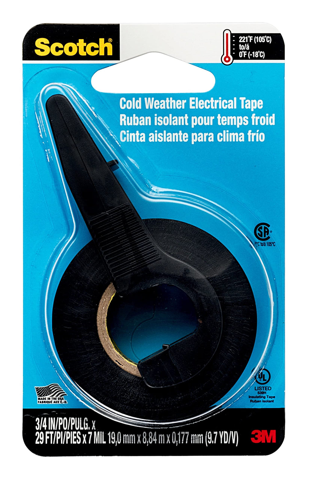 Scotch Cold Weather Electrical Tape, 3/4-in by 29-ft, Black, 1-Roll