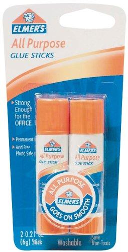 Elmer's All-Purpose Glue Sticks, 0.21 Ounces Each, 2 Sticks per Pack White (E512)