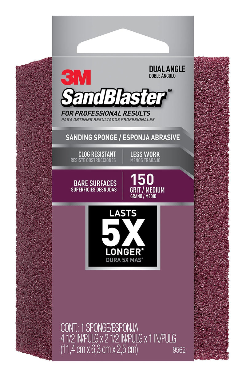 3M SandBlaster Dual Angle Sanding Sponge, 150-Grit 150 Grit