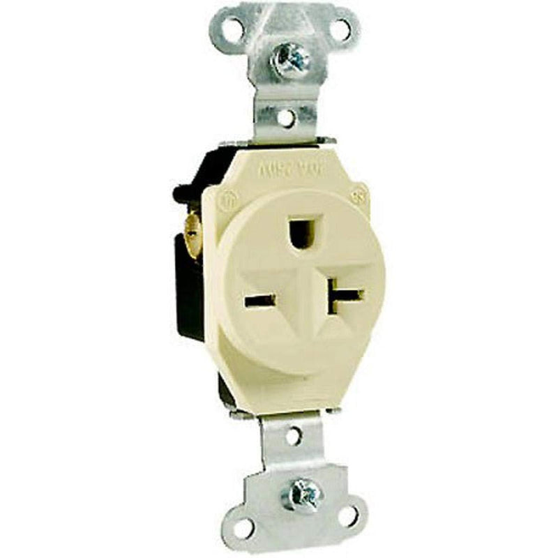 Legrand-Pass & Seymour 5851ICC8 Specification Grade Single Receptacle 20-Amp 250-volt, Ivory