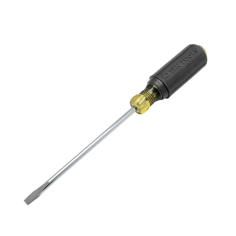 Klein Tools 605-6 1/4-Inch Cabinet Tip Screwdriver, Heavy Duty, 6-Inch, Black/Yellow