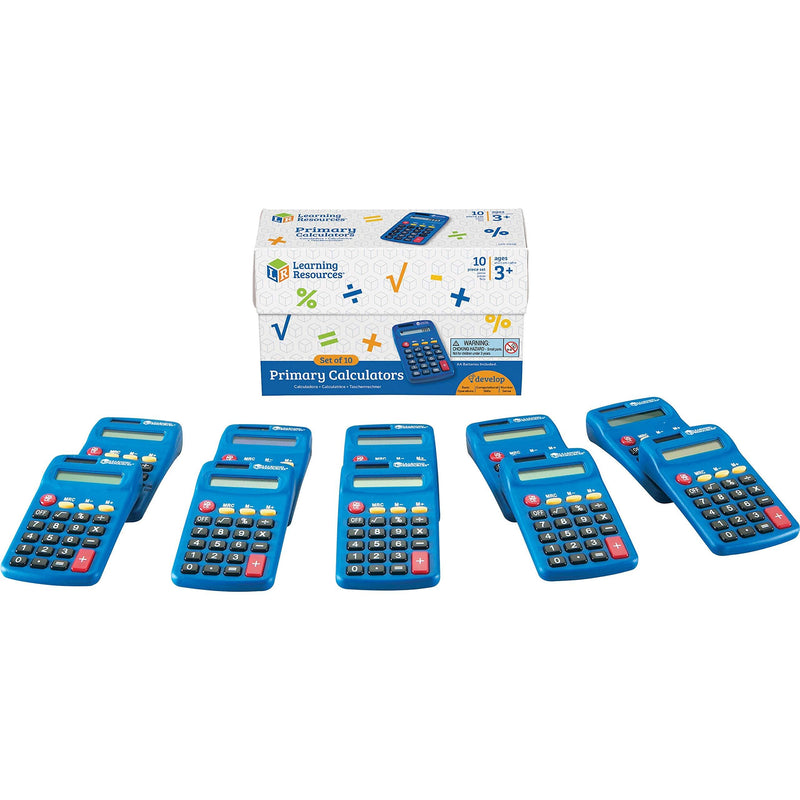 Learning Resources Primary Calculator, Basic Solar Powered Calculators, Teacher Set of 10 Calculators, Ages 3+