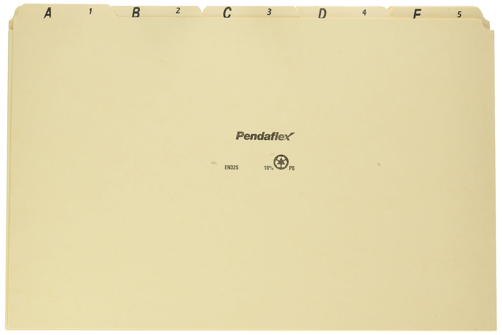 Pendaflex EN325 A-Z Top Tab Recycled File Guides, 18 pt. Manila, 1/5 Tab, Legal Size, 25/set