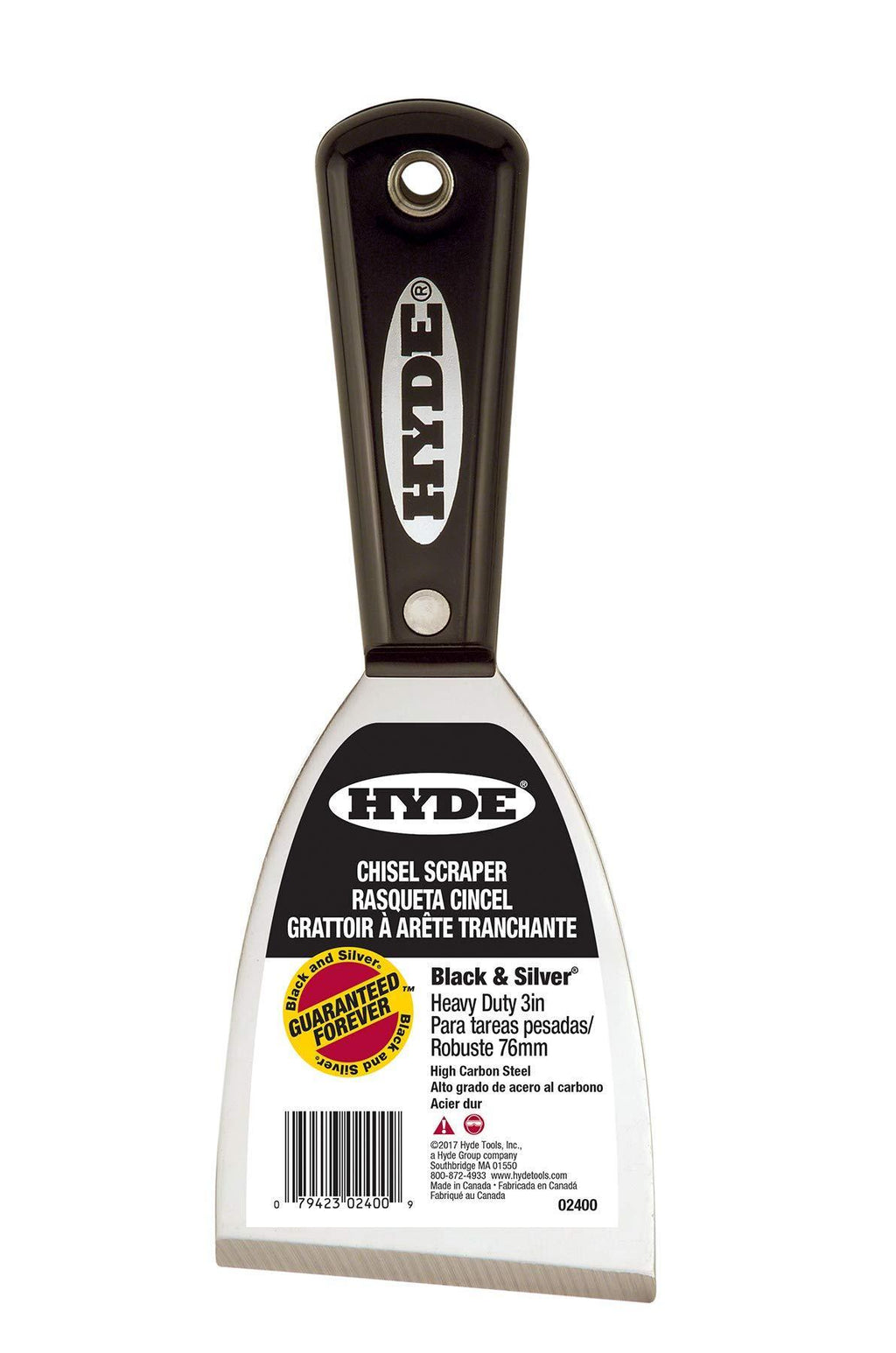 HYDE 02400 2400 Stiff Chisel Scraper, 3"