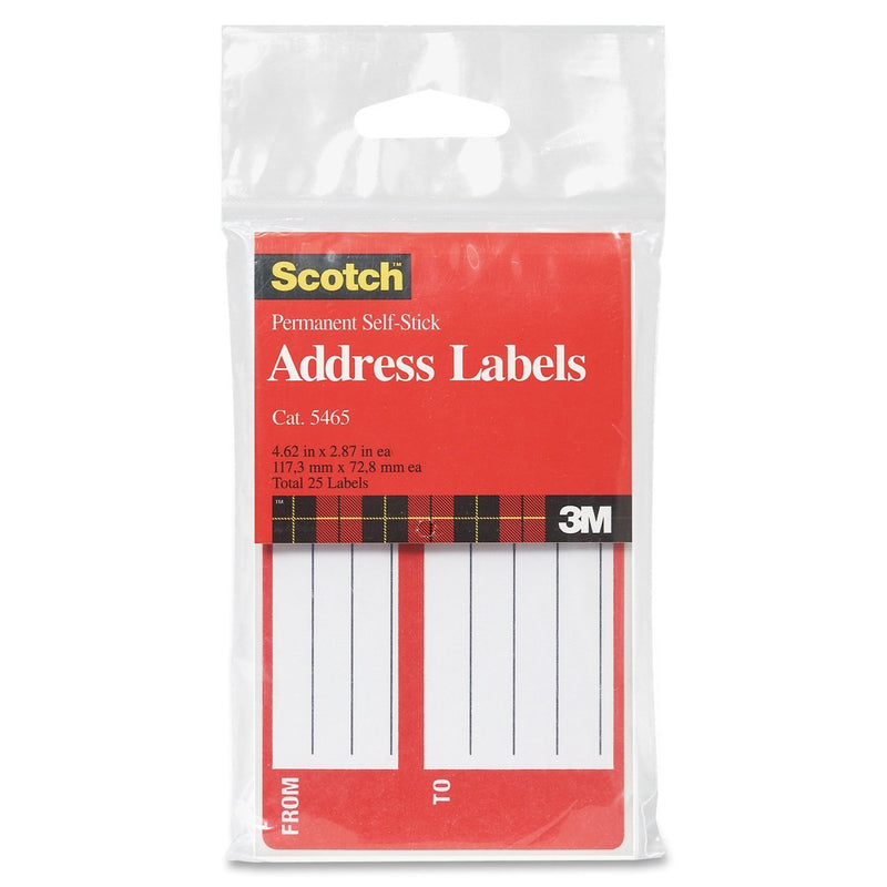 Scotch Brand 5465 Permanent Address Labels, 4.62 x 2.87 Inch,White,Pack of 25 Pack of 25