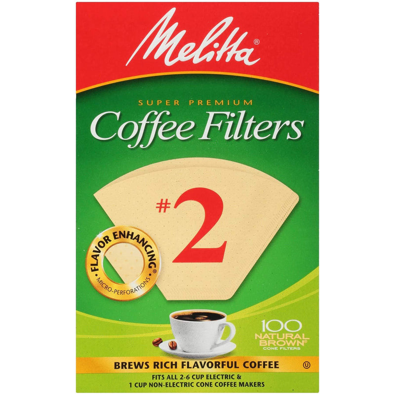 Melitta Cone Coffee Filter #2 100 Count- Natural Brown 1 Box
