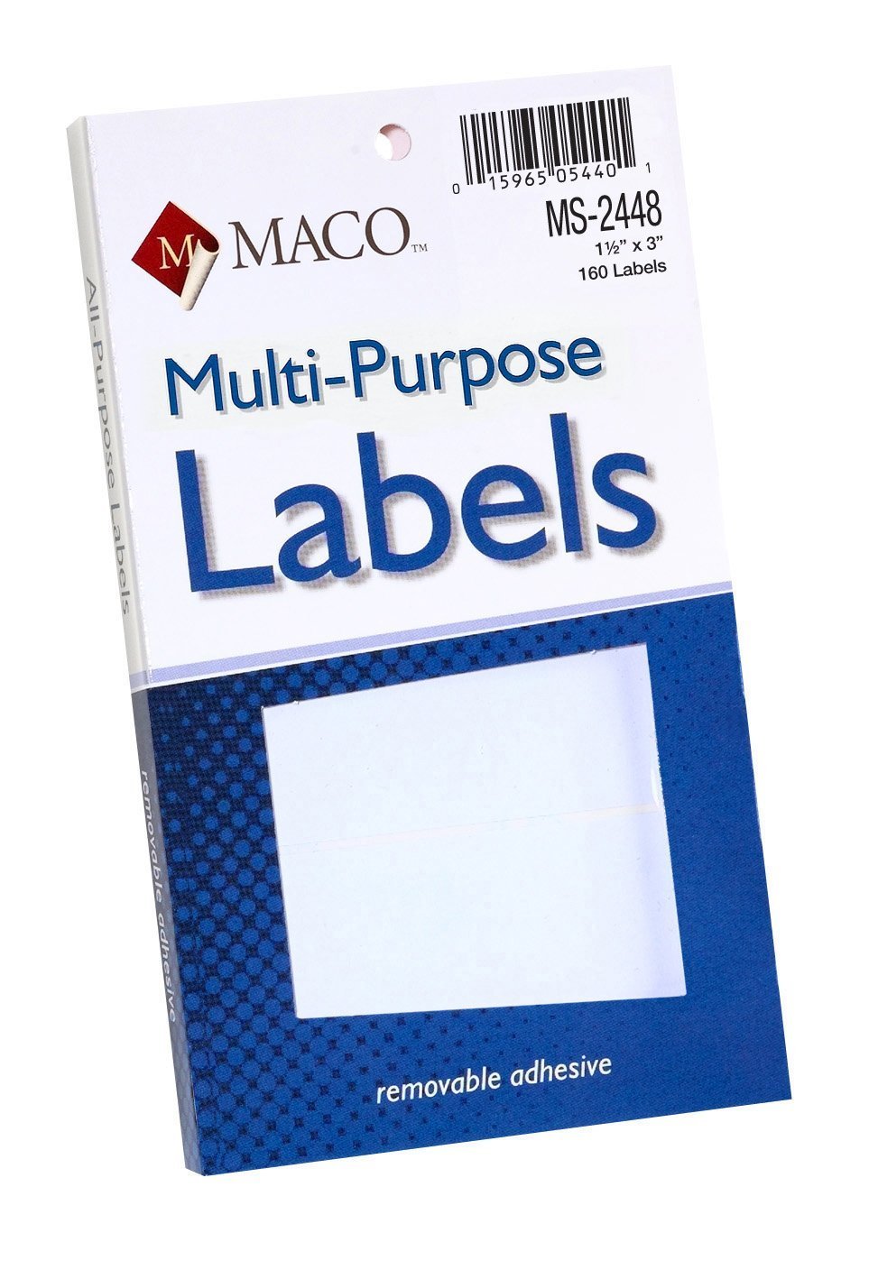 MACO White Rectangular Multi-Purpose Labels, 1-1/2 x 3 Inches, 160 Per Box (MS-2448)