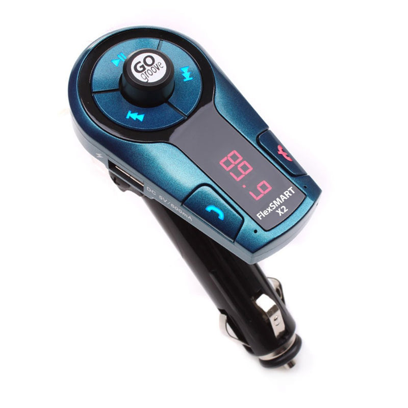 GOgroove FlexSMART X2 Mini Bluetooth FM Transmitter Car Kit with Hands-Free Calling, USB Charging, Music Controls, DC Power - Compatible with HTC, LG, Samsung and More Smartphones Standard Packaging