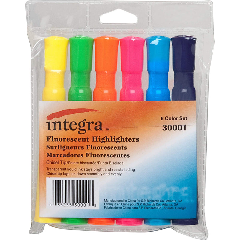 Integra Desk Highlighter, Chisel Tip, 6/Set, Assorted (ITA30001)