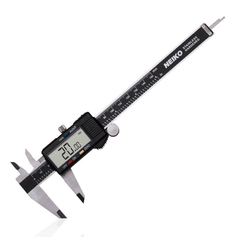 NEIKO 01407A Electronic Digital Caliper | 0-6 Inches | Stainless Steel Construction with Large LCD Screen | Quick Change Button for Inch/Fraction/Millimeter Conversions 6 inch 6" BLACK
