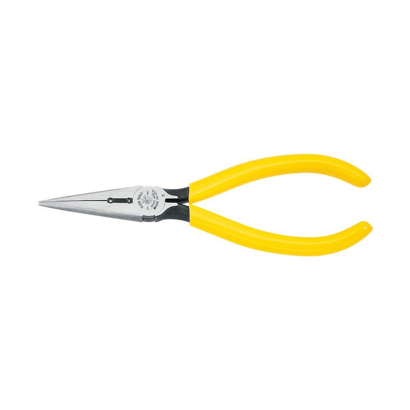 Klein Tools D203-6H2 Long Nose Side-Cutter Stripping Pliers, Induction Hardened and Heavier For Increased Cutting Power, 6-Inch , Yellow