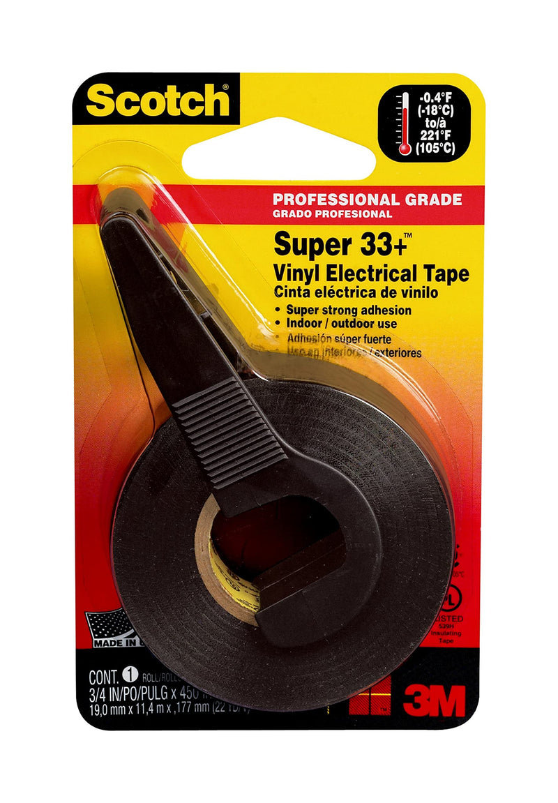 Scotch Super 33+ Vinyl Electrical Tape, 3/4-in by 450-in, 1-Roll with Dispenser