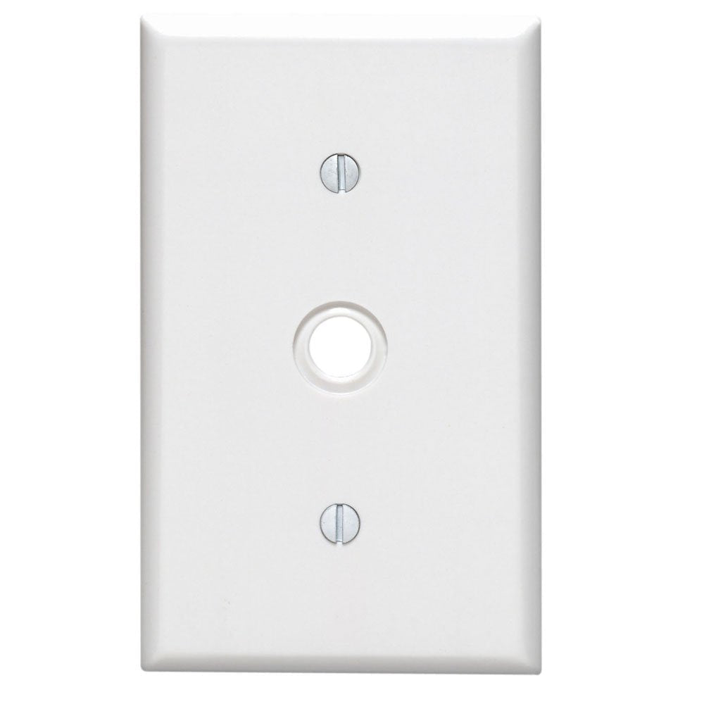 Leviton 88018 1-Gang .406-Inch Hole Device Telephone/Cable Wallplate, Standard Size, Thermoset, Strap Mount, White