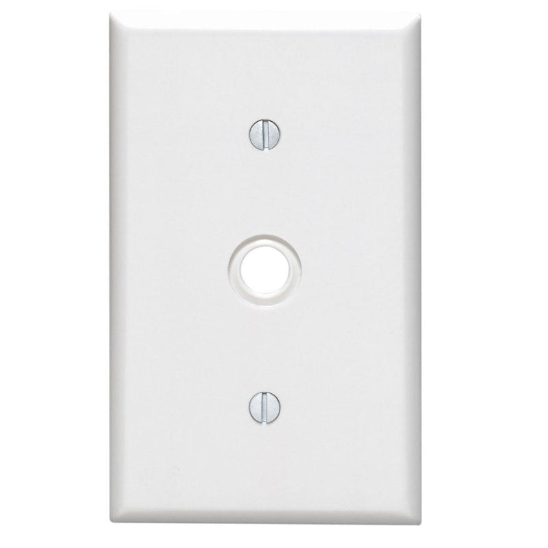 Leviton 88018 1-Gang .406-Inch Hole Device Telephone/Cable Wallplate, Standard Size, Thermoset, Strap Mount, White