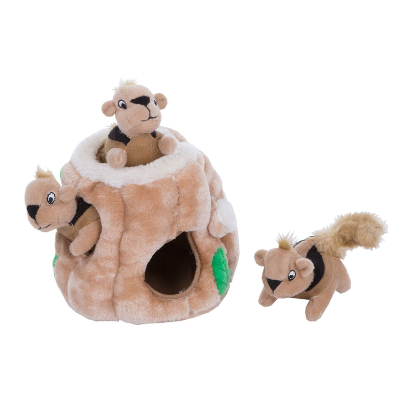 Outward Hound Hide-A-Squirrel Squeaky Puzzle Plush Dog Toy - Hide and Seek Activity for Dogs Small Squirrel
