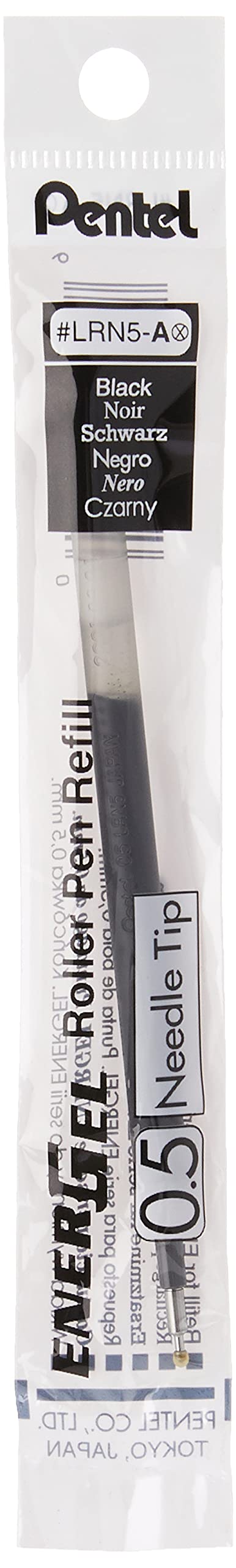 Pentel Refill Ink for EnerGel Liquid Gel Pen, 0.5mm, Needle Tip, Black Ink, 1-Pack (LRN5-A)