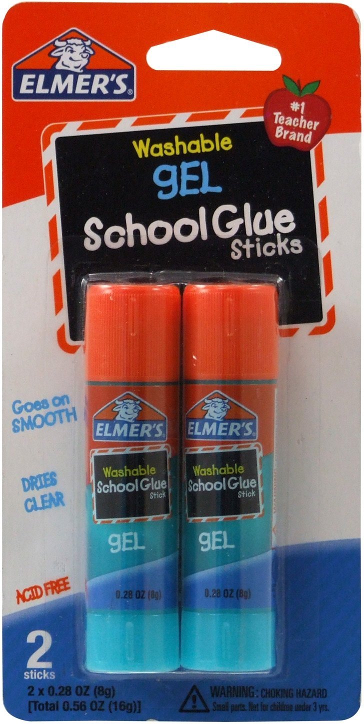 Elmer's Washable Gel School Glue Sticks, 0.28 oz Each, 2 Sticks per Pack (E518) 2-Pack Standard Packaging