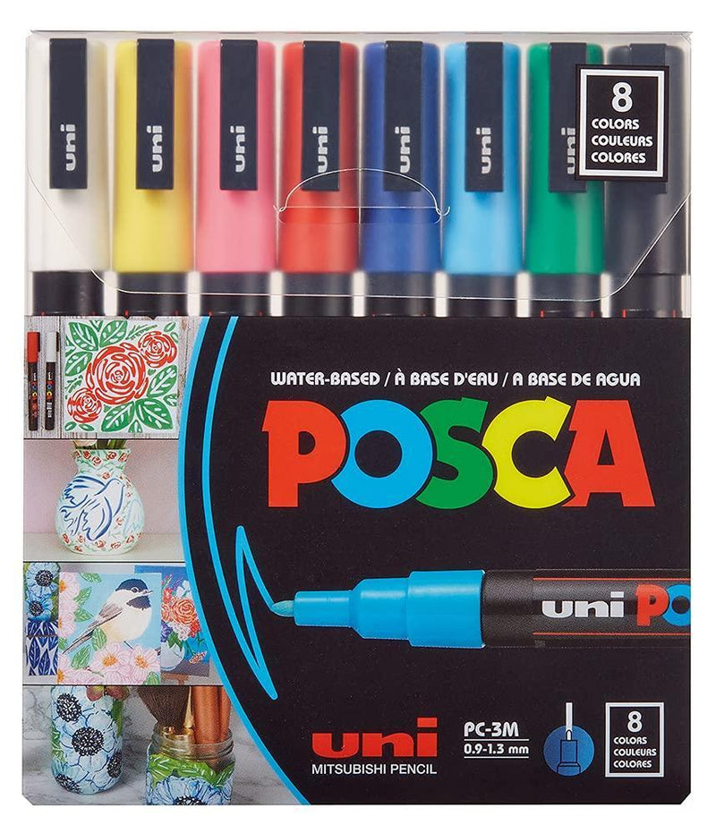 uni-posca Paint Marker Pen - Fine Point - Set of 8 (PC-3M8C), Multicolor