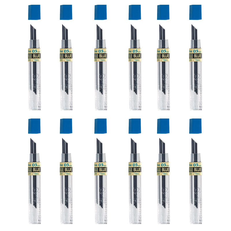 Pentel Refill Lead Blue (0.5mm) Medium 12 Pcs/Tube, 12 Tubes of Lead (PPB-5)