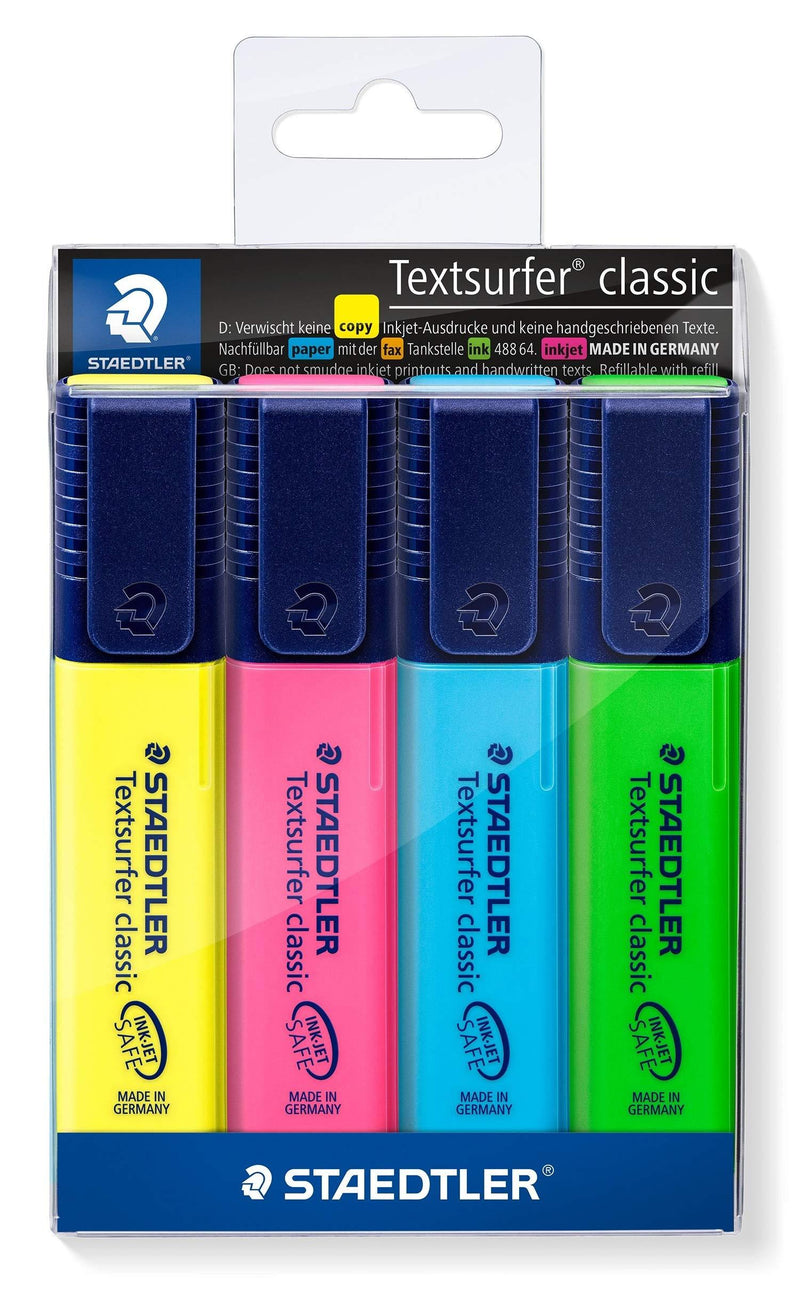 STAEDTLER Textsurfer Classic 364 Highlighter - Assorted Colours, Pack of 4