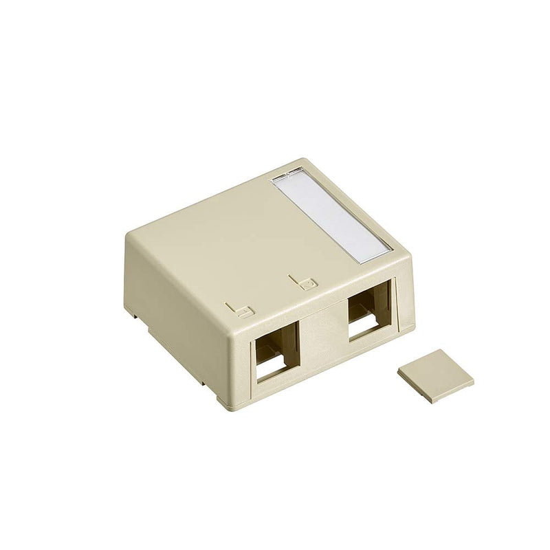 Leviton 41089-2IP QuickPort Surface Mount Housing, 2-Port, Ivory, Includes 1 Blank QuickPort Insert 1 Pack