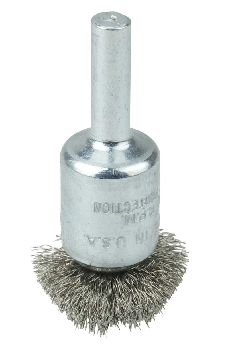 Weiler 10042 1" Circular Flared Crimped Wire End Brush.006" Stainless Steel Fill, Made in The USA 0.006 Wire Size