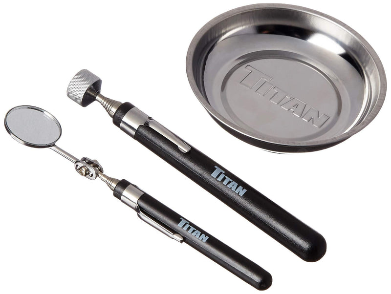 Titan 11065 Utility Tool Set - 3 Piece Pick Up Tool, Inspection Mirror, and Magnetic Tray