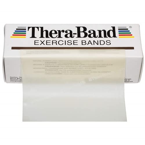 THERABAND Resistance Bands, 6 Yard Roll Professional Latex Elastic Band For Upper Body, Lower Body, & Core Exercise, Physical Therapy, Pilates, Home Workouts, & Rehab, Tan, Extra Thin Beginner Level 1