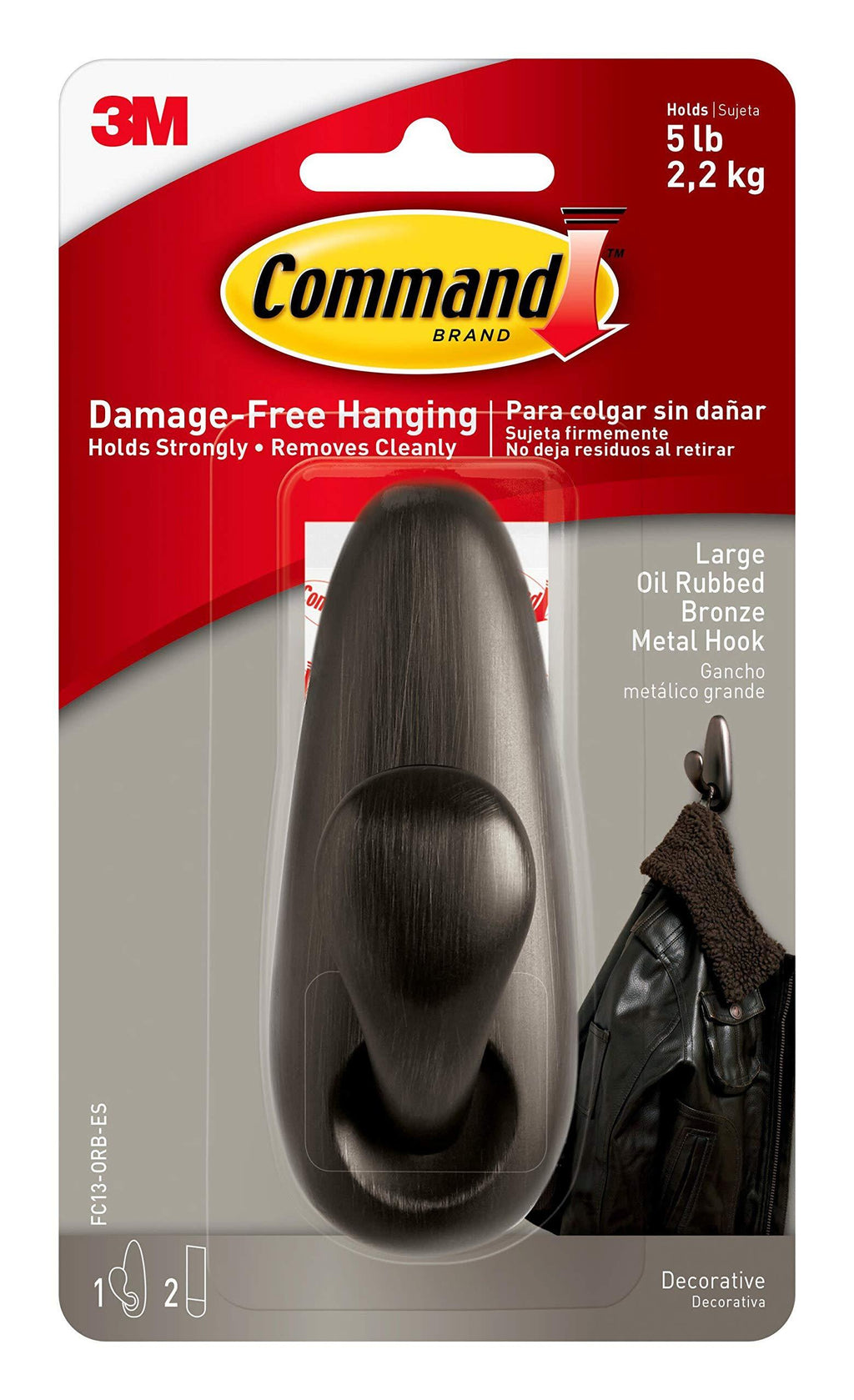 Command FC13-ORB Forever Classic Metal Hook, 1, Oil Rubbed Bronze 1 Hook Large