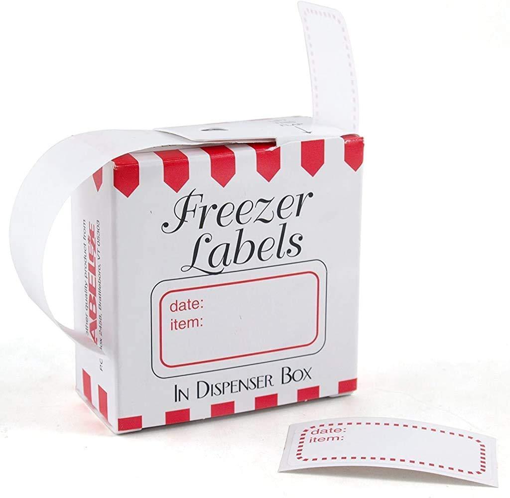 White and Red 1 x 2 Inch Freezer Labels, Set of 100