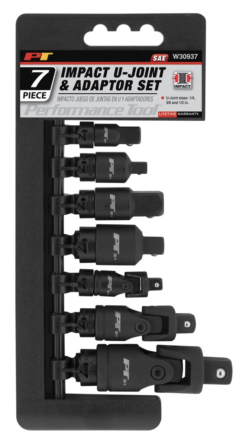 Performance Tool W30937 7 Piece Impact U Joint & Adapter Set 7pc Impact U Joint & Adapter Set