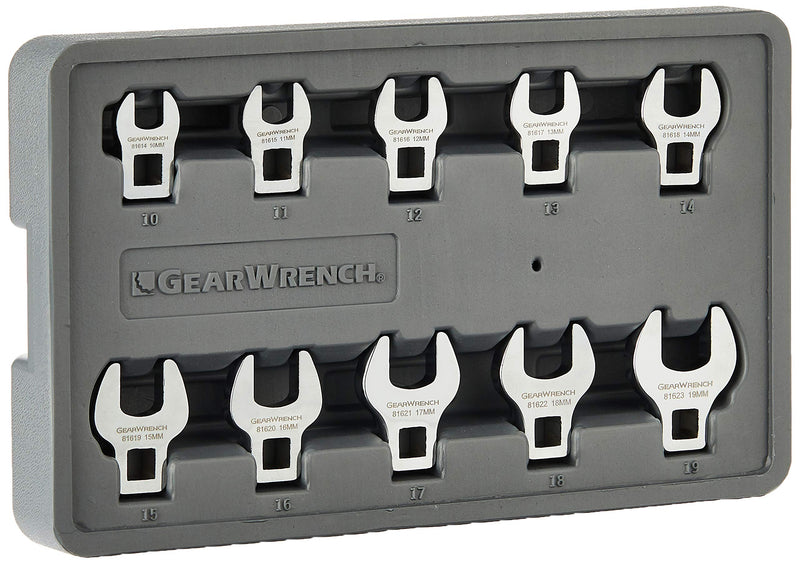 GEARWRENCH 10 Pc. 3/8" Drive Crowfoot Wrench Set, Metric - 81909 10 Piece 3/8" Dr. Non-Ratcheting, Metric