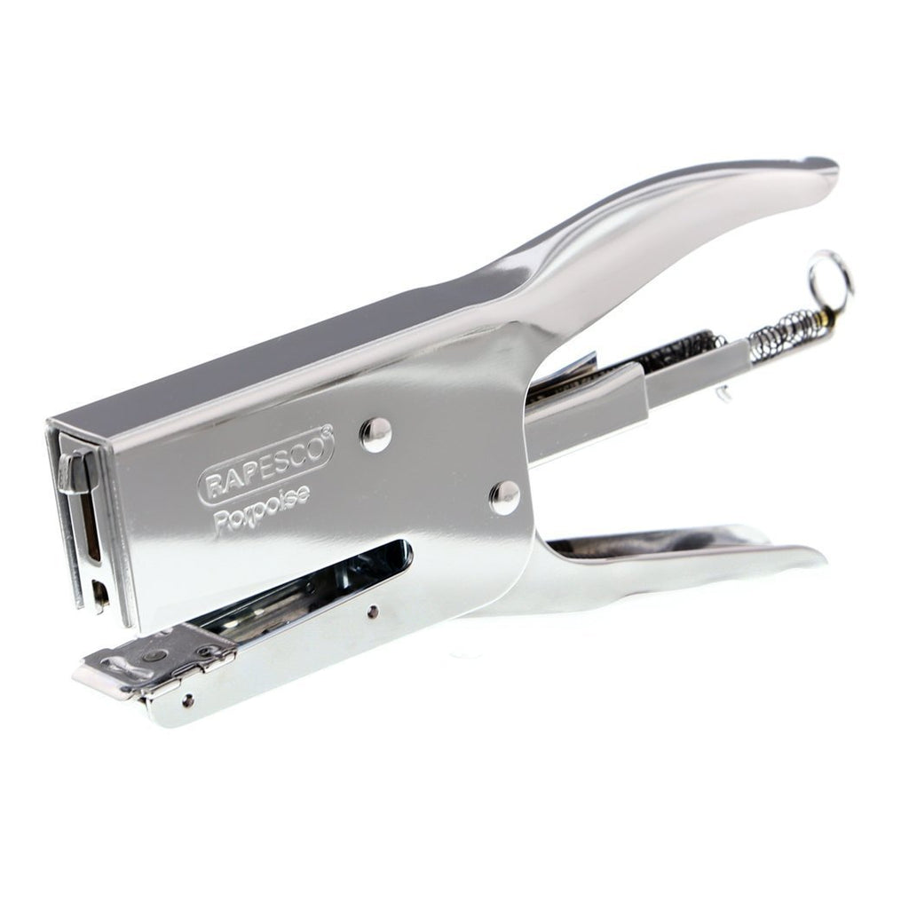 Rapesco Porpoise Packaging Plier Stapler, Uses 26 and 24 Type 1/4"- 5/16" Staples, Metal (R81000A3) Chrome