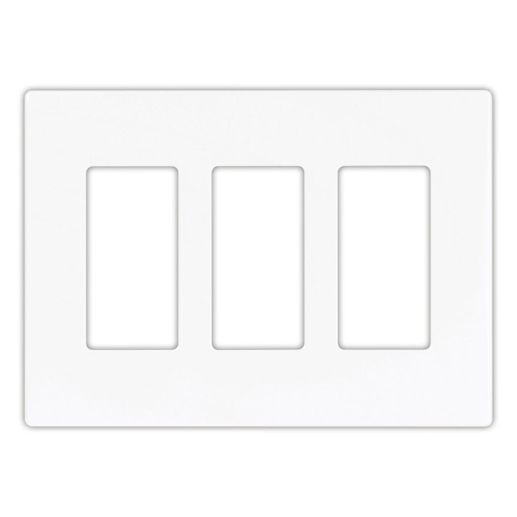 EATON 9523WS Aspire 9523 Decorative Mid Size Screw Less Wall Plate, 3 Gang 4-1/2 in L X 6.37 in W 0.08 in T, Satin, White