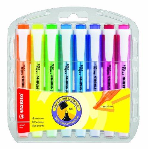 STABILO Swing Cool Highlighter - Assorted Colours, Wallet of 8