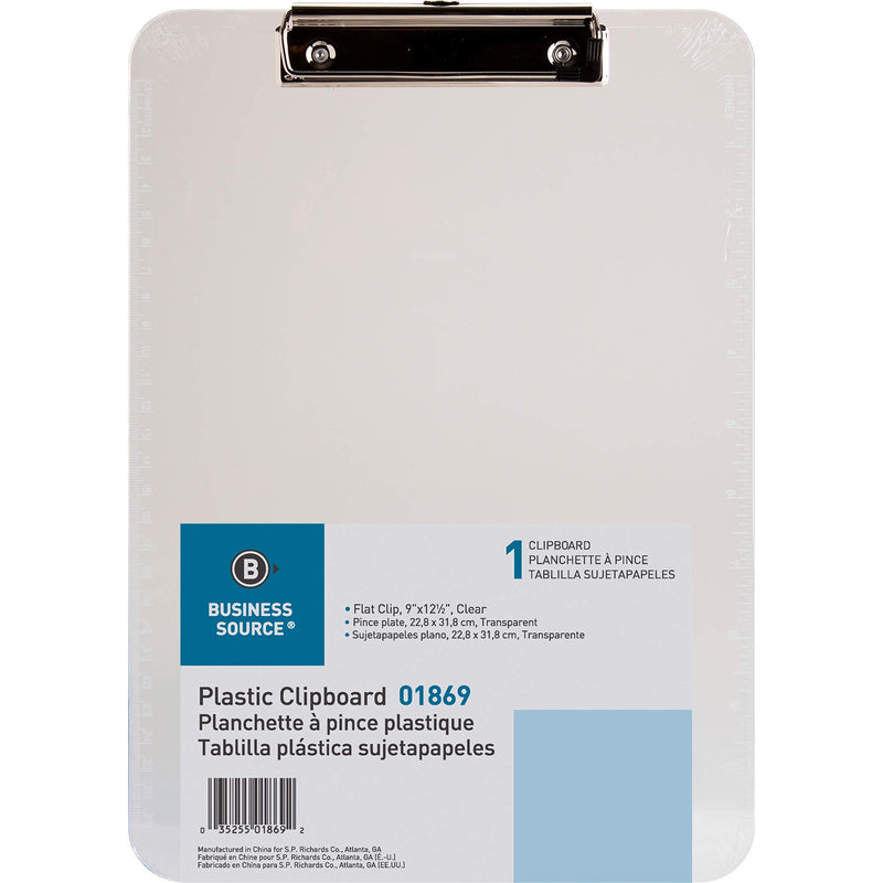 Business Source Transparent Plastic Clipboard, 01869