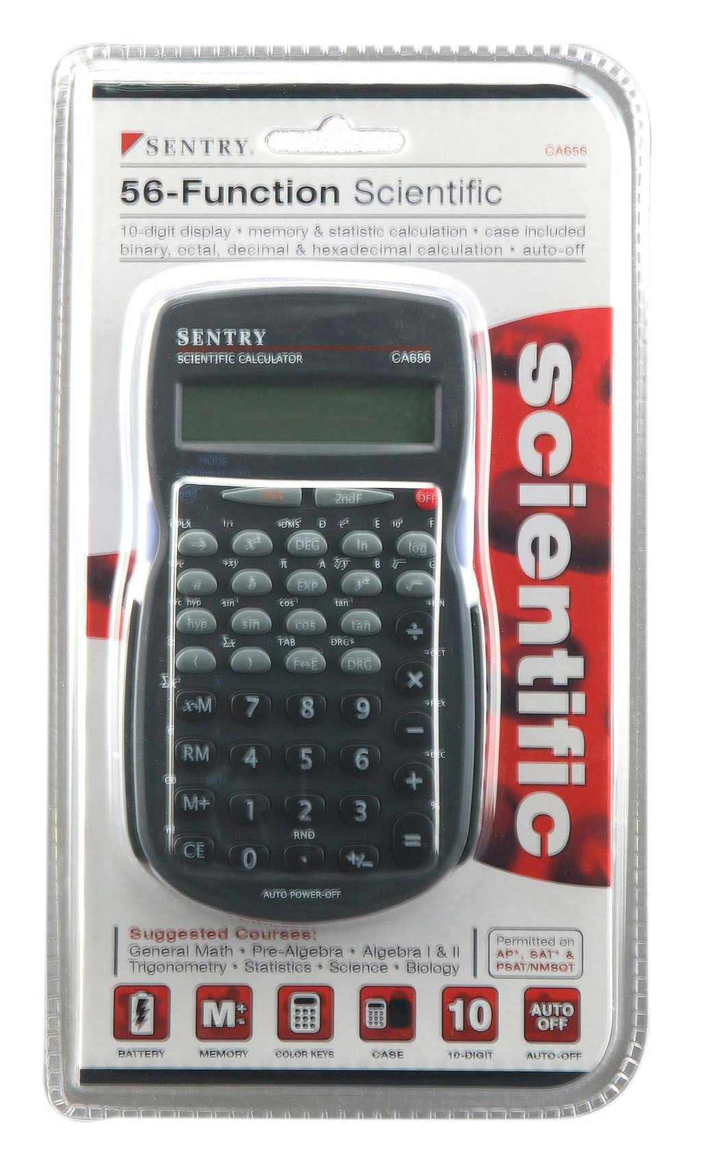 Sentry Industries Inc. 56-Function Scientific Calculator, Black (CA656)