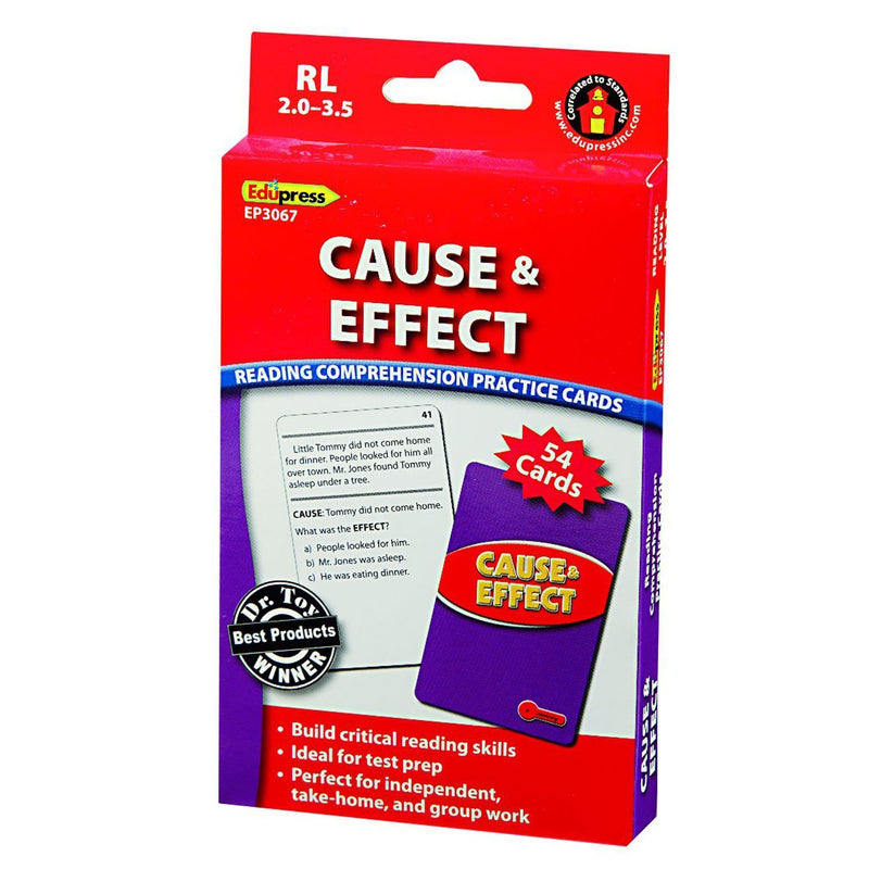 Edupress (EP-3067) Reading Comprehension Practice Cards, Cause & Effect, Red Level