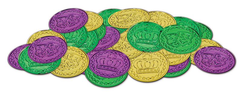 Mardi Gras Plastic Coins (asstd gold, green, purple) (100/Pkg) 1