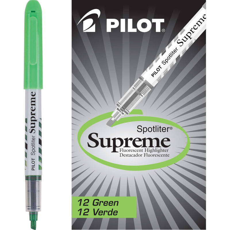 PILOT Spotliter Supreme Fluorescent Highlighters, Chisel Tip, Green, 12-Pack (16004)