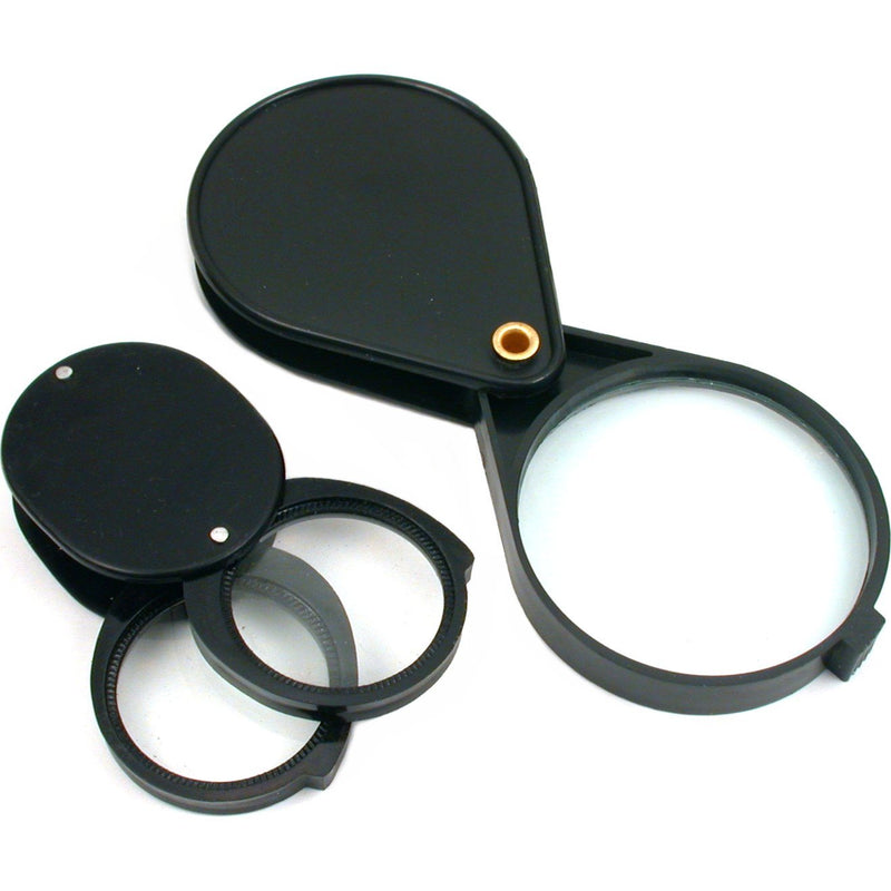 5X 4X 10X Magnifying Loupe Folding Pocket Magnifier 2Pc