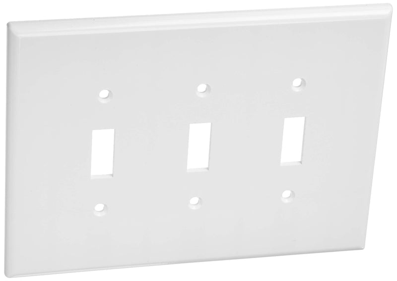 Leviton 88111 3-Gang Toggle Device Switch Wallplate, Oversized, Thermoset, Device Mount, White 1 Pack